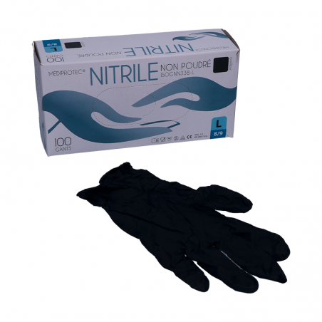 Paquet de 100 gants nitrile Noir non stérile Taille M
